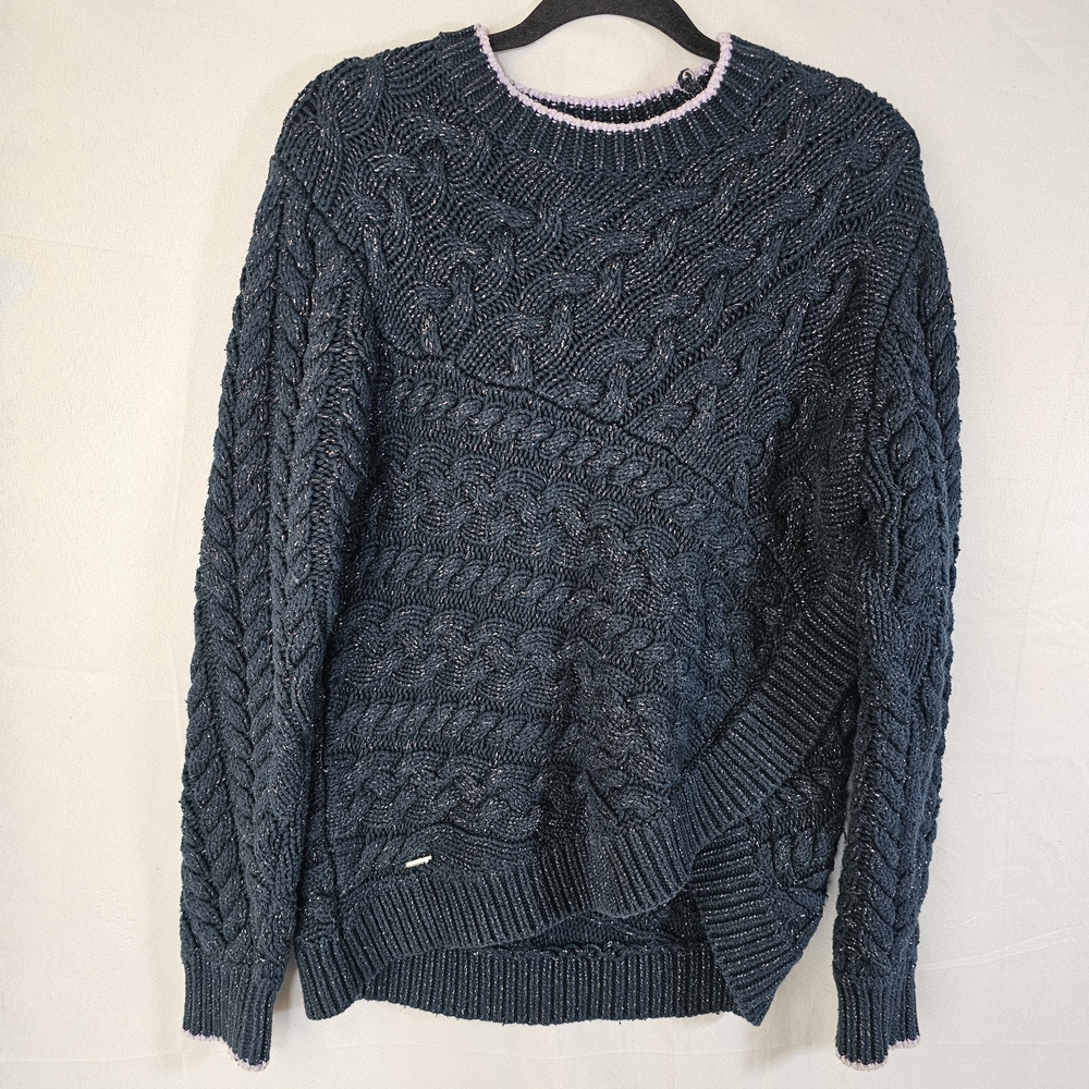 Ted Baker Dark Teal Cable Knit Crewneck Sweater - Picture 5 of 13